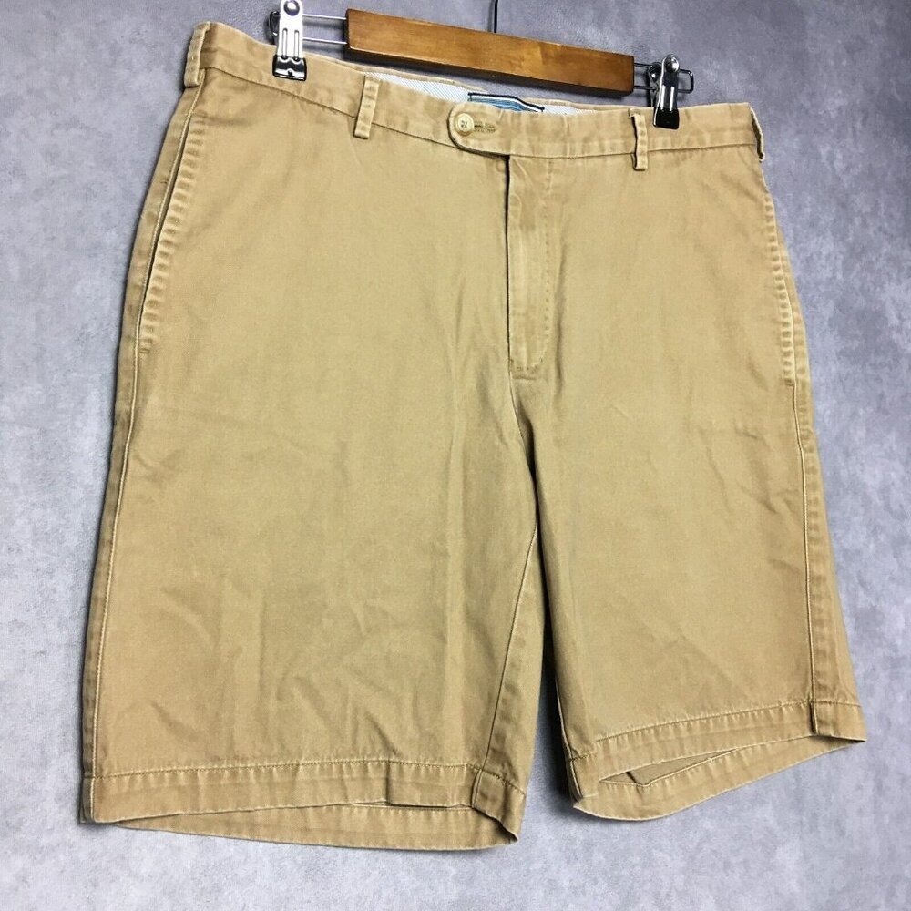 Peter Millar Mens Shorts size 34 Khaki Tan Pima Cotton Flat Front Casual Zip Fly - Picture 3 of 10